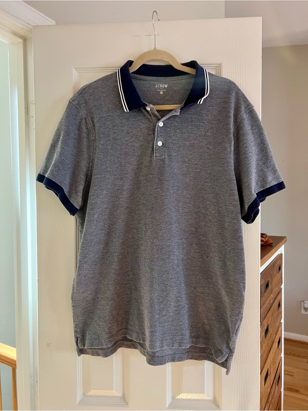 J. Crew Navy/Gray Polo with Navy Collar